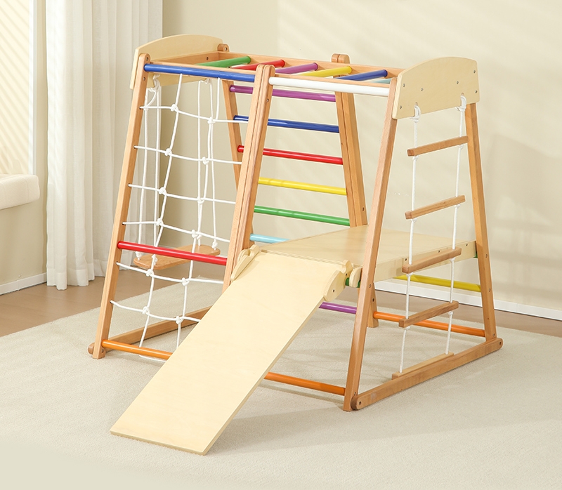 Kids Outdoor Wooden Climbing Frame - เครื่องเล่นปีนป่ายเด็กแบบมอนเตสซอรี่ 7 in 1 สำหรับเล่นได้ทั้งในบ้านและนอกบ้าน