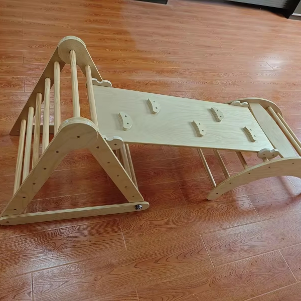 Kids Outdoor Wooden Climbing Frame - ชุดเล่นปีนป่ายเด็ก 3-in-1 มอนเตสซอรี่ ทำจากไม้ รุ่นเรนโบว์ สำหรับเล่นในร่มและกลางแจ้ง
