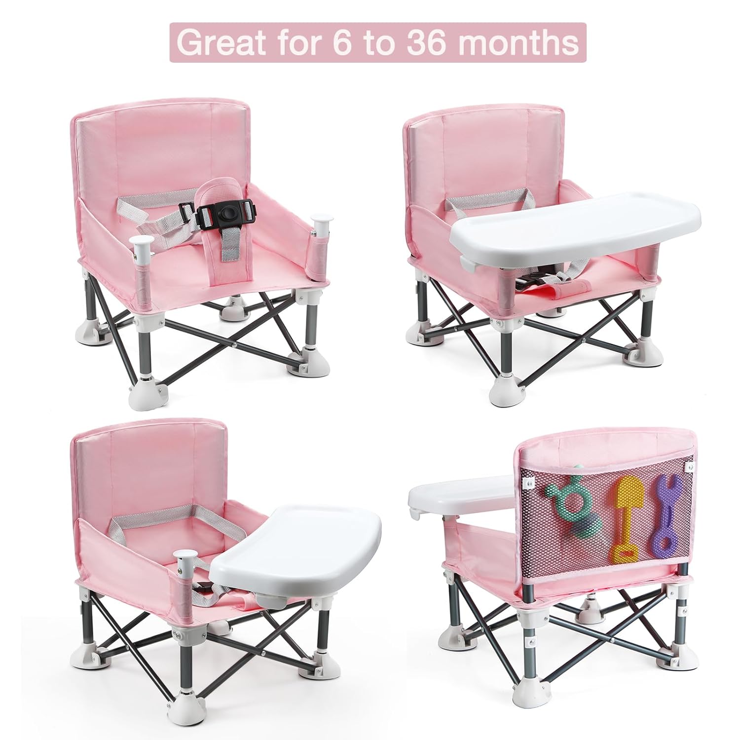 Kids Outdoor Lawn Chair - ที่นั่งเด็กแบบพกพา Travel ขนาดกะทัดรัดพับพร้อมสายรัดสําหรับใช้ในร่ม/กลางแจ้ง เหมาะสําหรับการตั้งแคมป์ ชายหาด สนามหญ้า