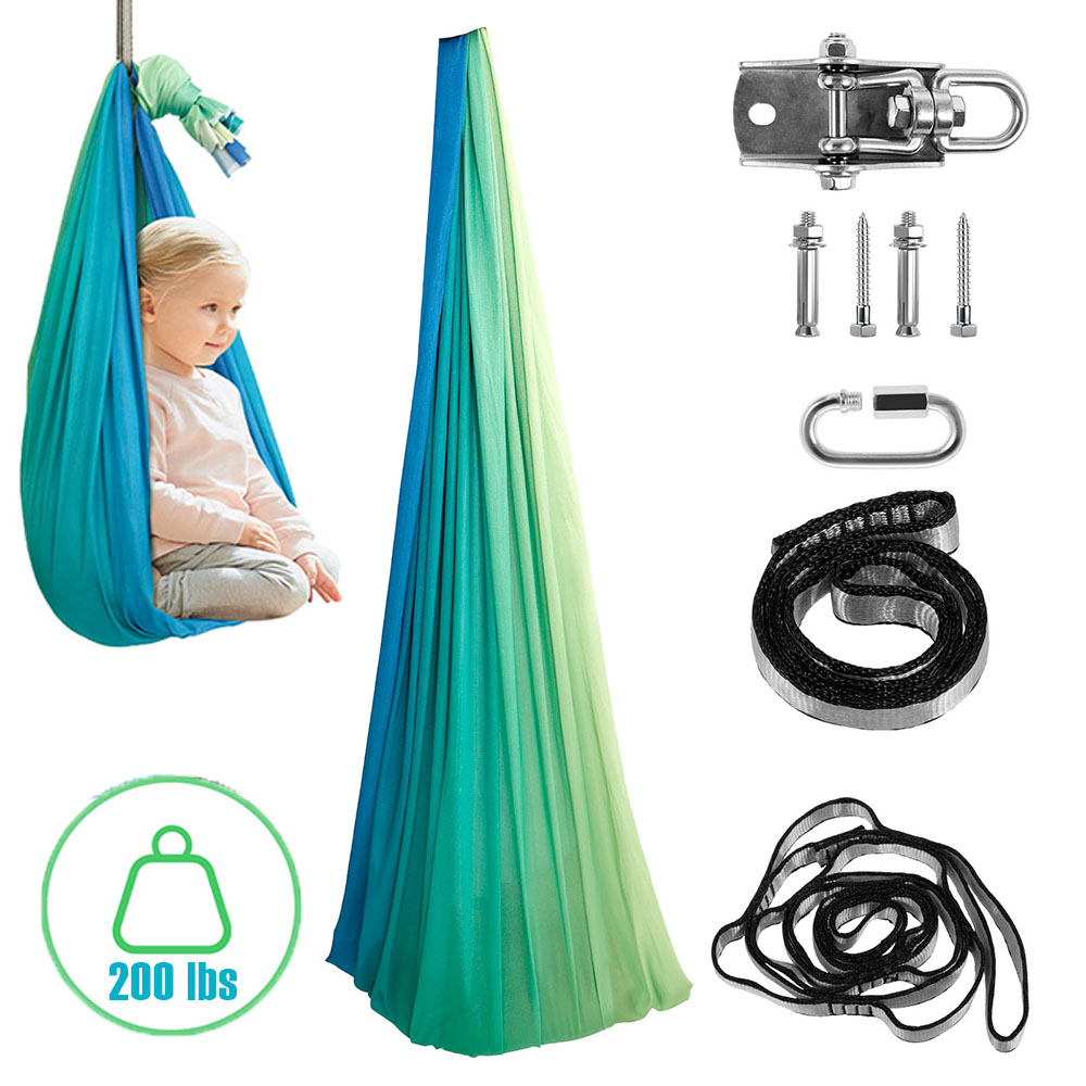 Kids Outdoor Furniture - ชิงช้าประสาทสัมผัสสําหรับเด็ก ชิงช้ากอดที่สะดวกสบายสองชั้นพร้อม 360 ° ไม้แขวนเสื้อแบบหมุนได้ถึง 200