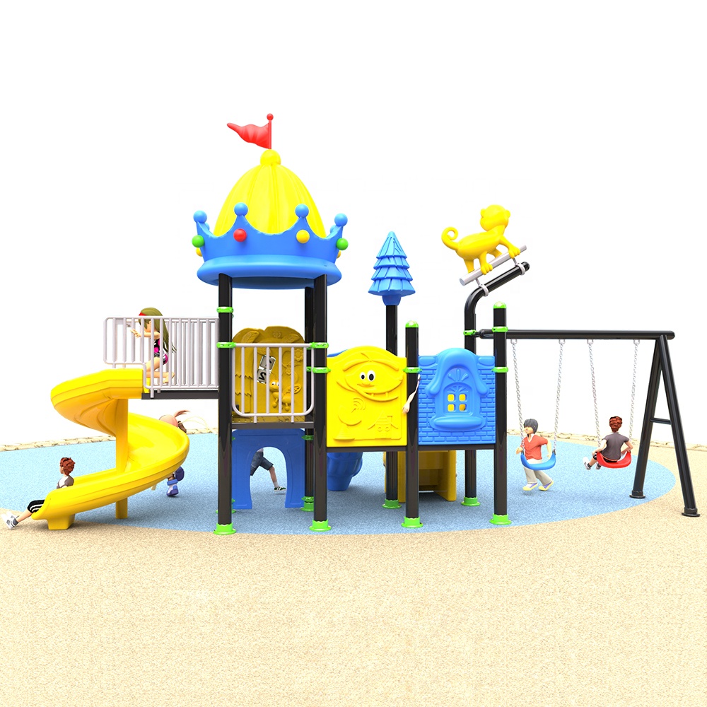 Kids Outdoor Swing Set With Slide - ชุดสไลเดอร์และชิงช้าพลาสติกสำหรับเด็ก สนามเด็กเล่นกลางแจ้งสำหรับศูนย์รับเลี้ยงเด็ก ขายส่งอเนกประสงค์
