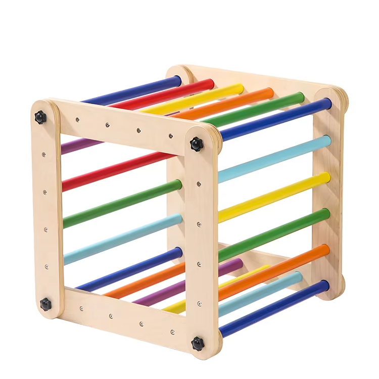 Kids Outdoor Wooden Climbing Frame - ชุดโครงไม้ปีนป่ายรูปสามเหลี่ยมสำหรับเด็ก 3 ชิ้น ชุดโครงไม้ปีนป่ายแบบมอนเตสซอรี่สำหรับเด็ก เหมาะสำหรับเล่นกลางแจ้งและในร่ม