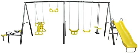 Kids Outdoor Swing Set With Slide - ชุดสนามเด็กเล่นโลหะ Sun Playground รุ่น A Fe