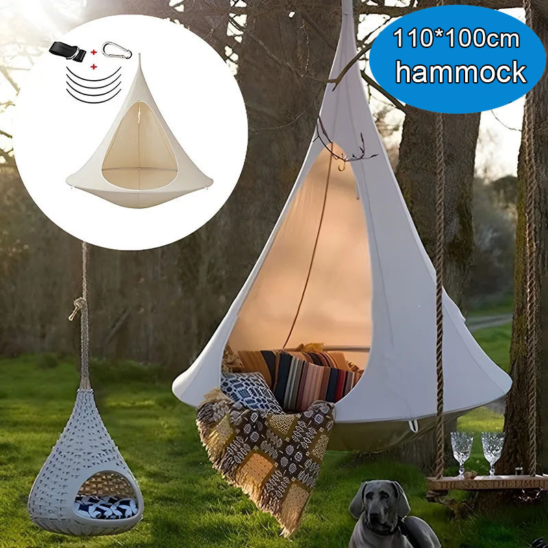 Kids Outdoor Lawn Chair - เปลญวนกันน้ำสำหรับใช้งานกลางแจ้ง เก้าอี้แขวนคู่แบบ Cacoon รับน้ำหนักได้ 80 กก.