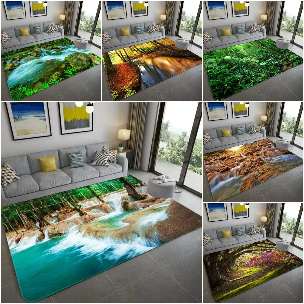 Kids Outdoor Gift Ideas - ธรรมชาติแรงบันดาลใจ 3D ทิวทัศน์พรมพรมนุ่มสําหรับห้องนั่งเล่นห้องนอนเด็ก NonSlip แผ่นปูพื้นเป็นมิตรกับสิ่งแวดล้อมตกแต่งบ้านไอเดียของขวัญ