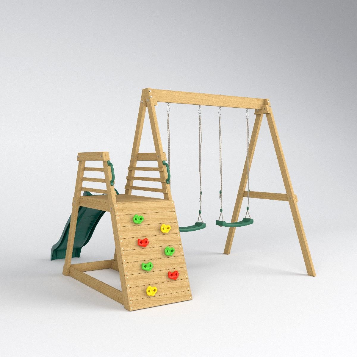 Kids Outdoor Swing Set With Slide - 2026 ชุดสนามเด็กเล่นเป่าลมพร้อมสไลเดอร์และชิงช้าสำหรับเด็ก สนามเด็กเล่นกลางแจ้งในสวนหลังบ้าน ชุดชิงช้าไม้สำหรับเด็ก