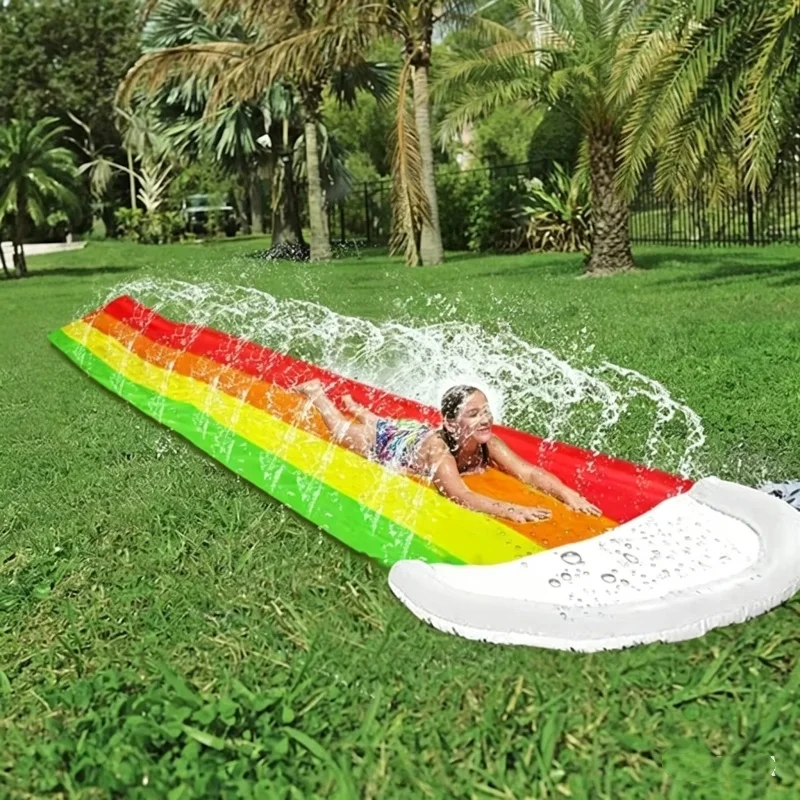 Kids Outdoor Inflatable Water Slide - ของเล่นน้ำเป่าลมกลางแจ้งสำหรับฤดูร้อน สไลเดอร์น้ำ สระว่ายน้ำ ศูนย์เกมสนามหลังบ้าน สำหรับผู้ใหญ่ เด็ก