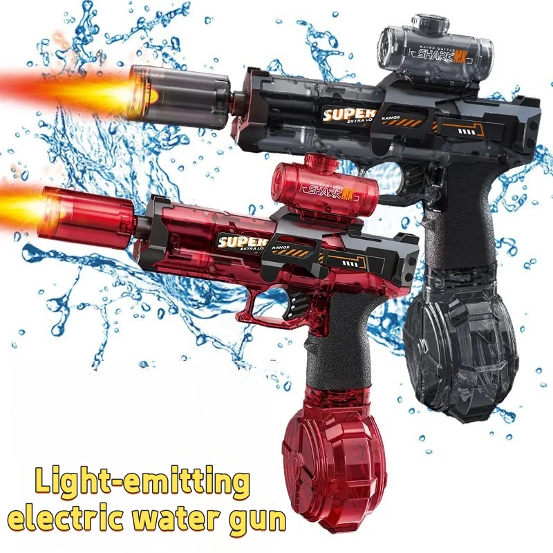 Water Gun Soaker - ปืนฉีดน้ำไฟ LED ของเล่นเด็ก ปืนฉีดน้ำอัตโนมัติพร้อมเซ็นเซอร์ไฟ ของเล่นสำหรับเด็กเล่นกลางแจ้ง ชายหาด