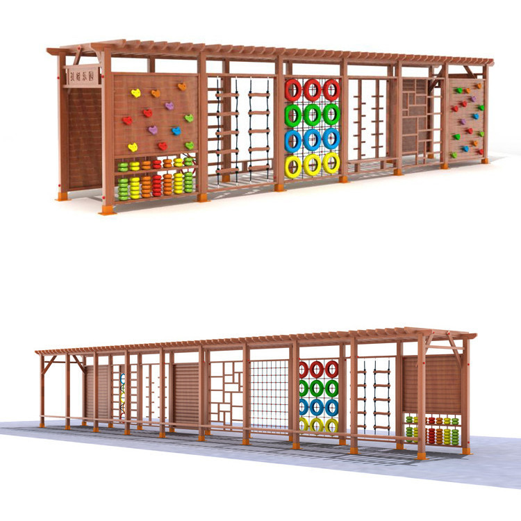 Kids Outdoor Wooden Climbing Frame - โครงปีนป่ายกลางแจ้งทำจากไม้สำหรับสนามเด็กเล่นและสนามกีฬากลางแจ้งสำหรับเด็ก