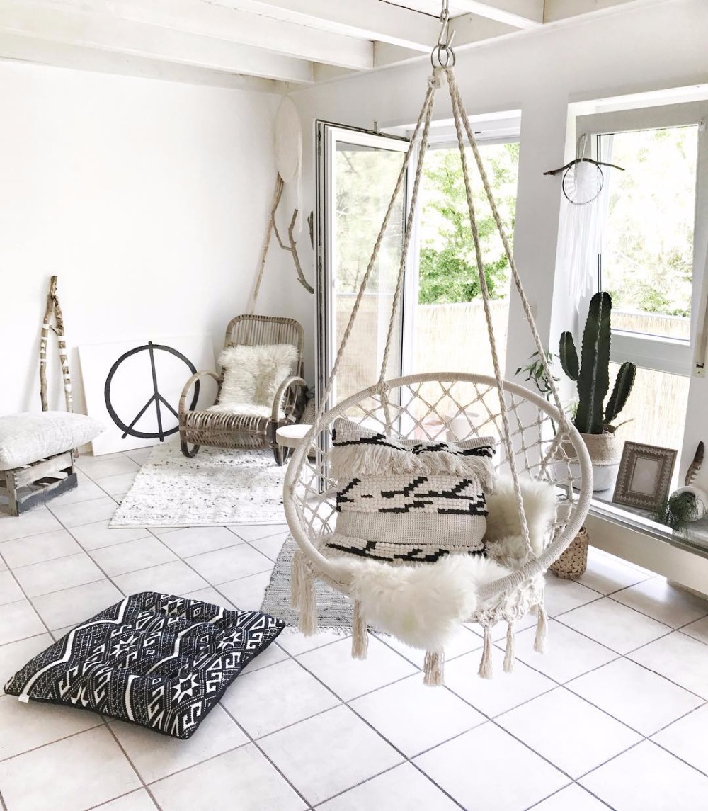 Kids Outdoor Furniture - 2025 Nordic Garden Handmade ถักรอบแขวนเปลญวนกลางแจ้งในร่มห้องนอนเด็กทารกแขวนเก้าอี้เด็ก Swing