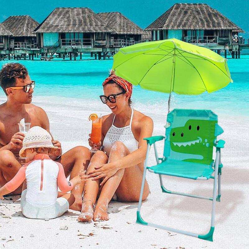 Kids Outdoor Lawn Chair - เด็กร่มเก้าอี้เก้าอี้ทรายชายหาดร่มทรายทนลมที่นั่ง Parasol สําหรับเดินทางกลางแจ้งสนามหญ้า Garden Patio