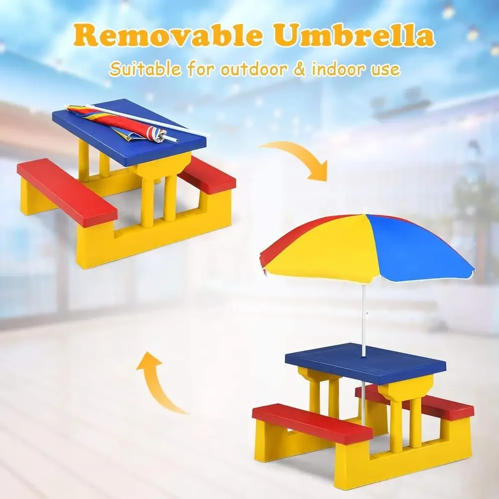 ชุดโต๊ะปิกนิกสำหรับเด็กหลากสีพ - Kids Outdoor Bench With Umbrella บทวิจารณ์และราคา
