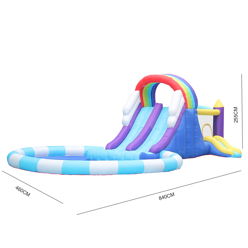 สไลเดอร์น้ำเป่าลมยักษ์สีรุ้งสำ - Kids Outdoor Inflatable Water Slide บทวิจารณ์และราคา
