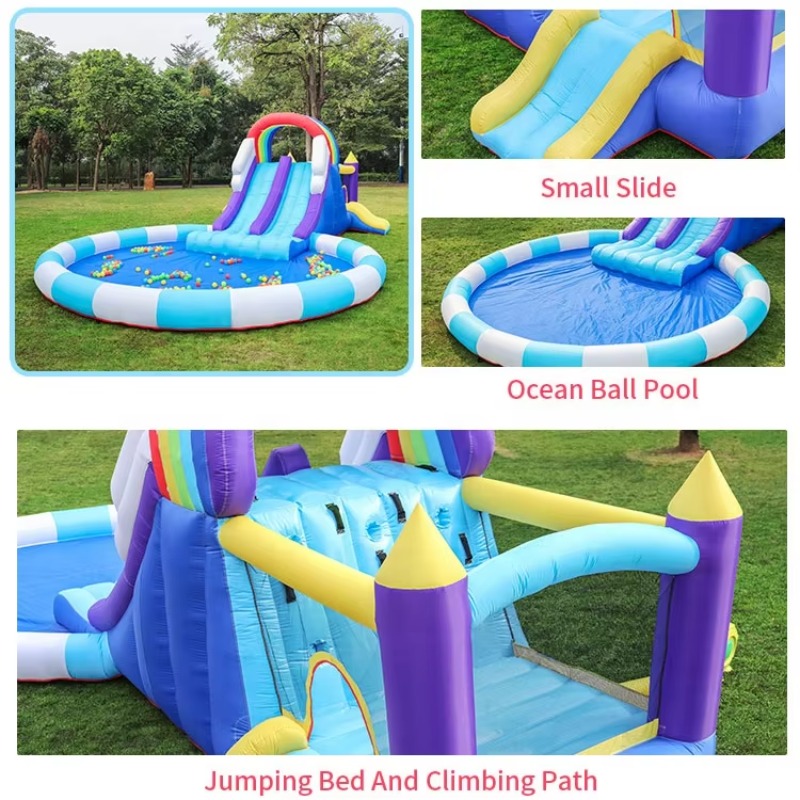 สไลเดอร์น้ำเป่าลมยักษ์สีรุ้งสำ - Kids Outdoor Inflatable Water Slide บทวิจารณ์และราคา