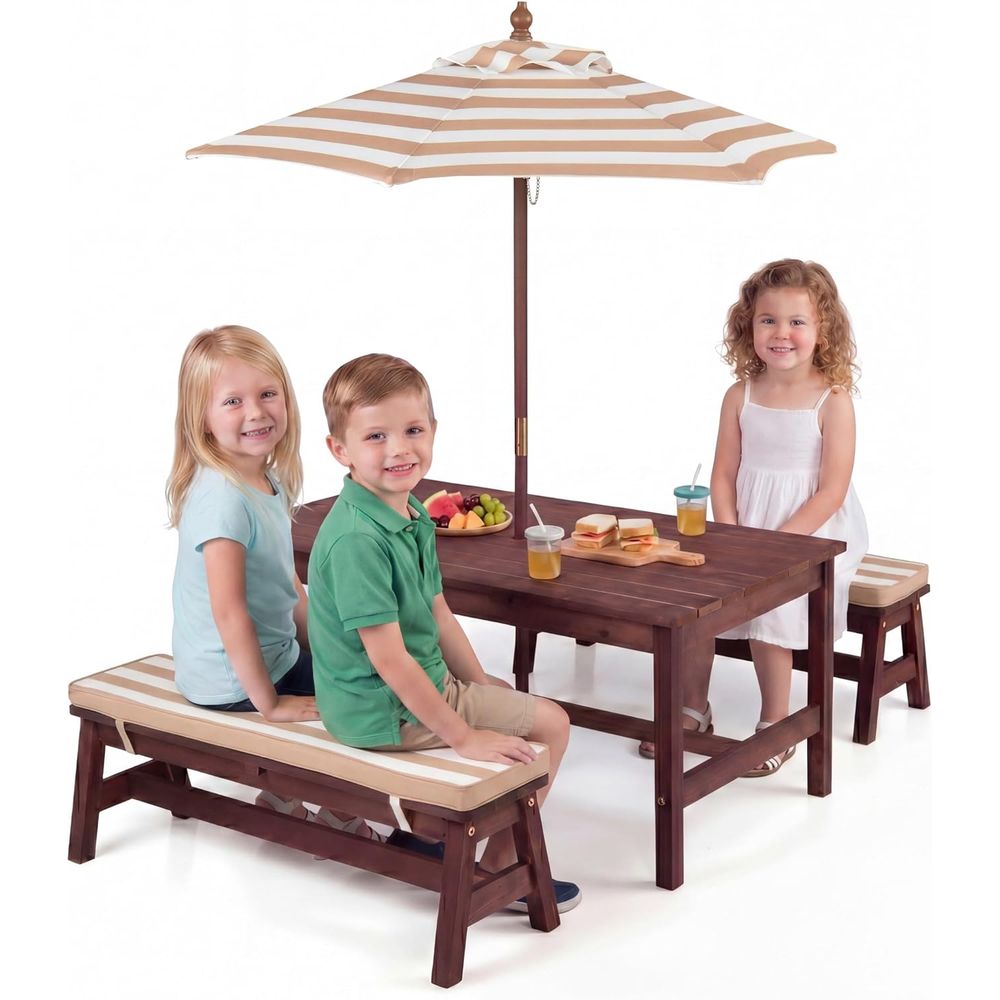 โต๊ะปิกนิกสำหรับเด็ก โต๊ะขนาดใ - Kids Outdoor Bench With Umbrella บทวิจารณ์และราคา