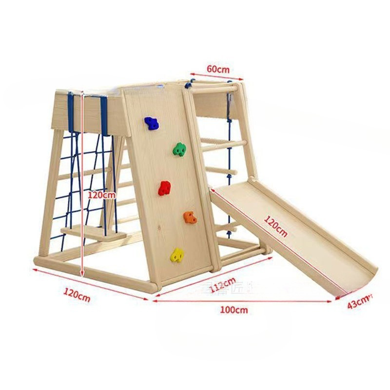 โครงไม้ปีนป่ายพร้อมสไลเดอร์และ - Kids Outdoor Wooden Climbing Frame บทวิจารณ์และราคา