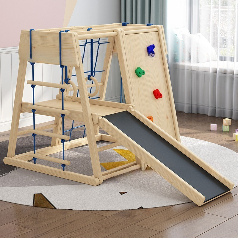 โครงไม้ปีนป่ายพร้อมสไลเดอร์และ - Kids Outdoor Wooden Climbing Frame บทวิจารณ์และราคา