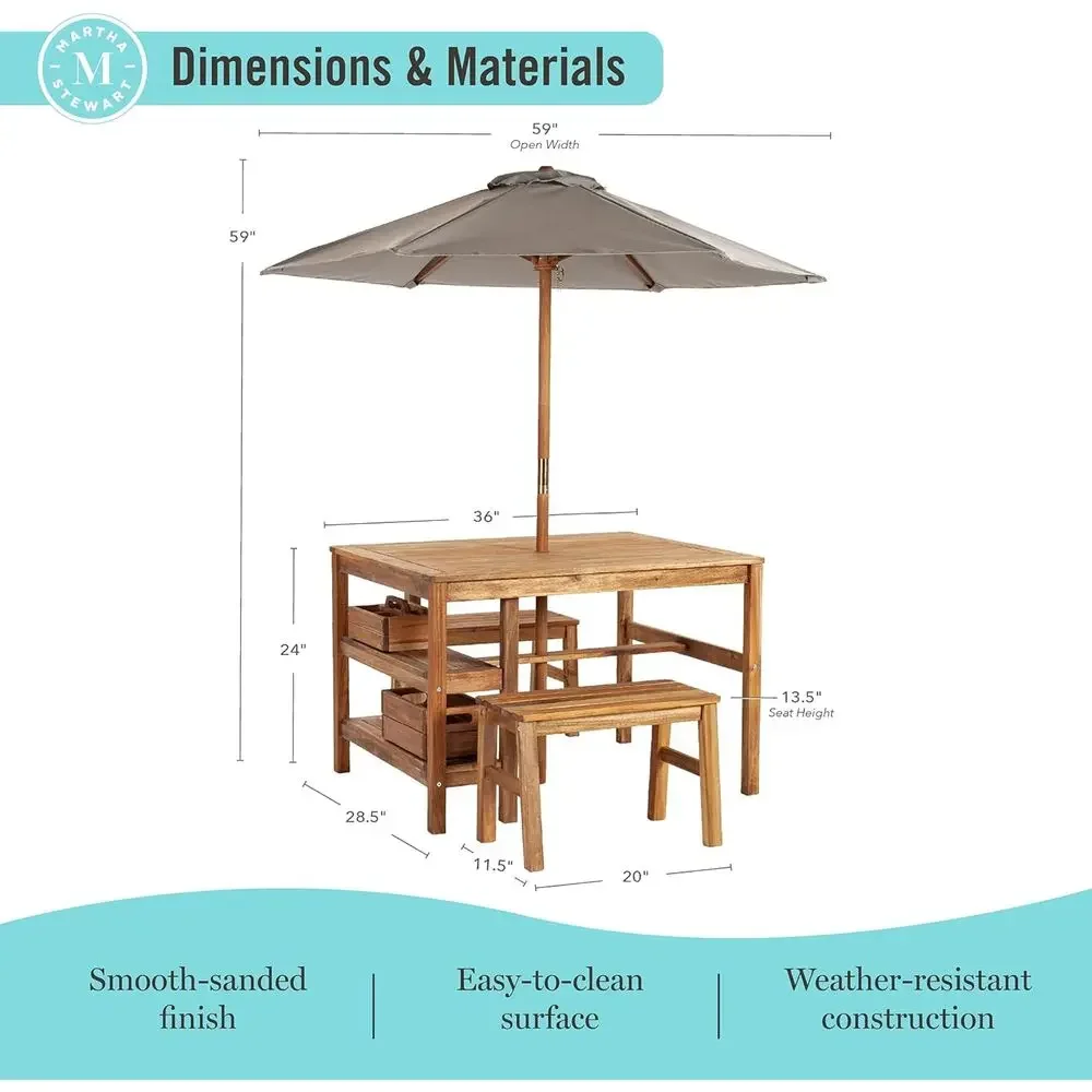 ชุดโต๊ะกิจกรรมกลางแจ้งสำหรับเด - Kids Outdoor Bench With Umbrella บทวิจารณ์และราคา