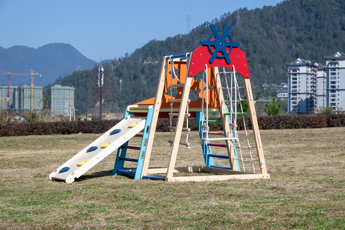 โครงไม้เนื้อแข็งขนาดใหญ่สำหรับ - Kids Outdoor Wooden Climbing Frame บทวิจารณ์และราคา
