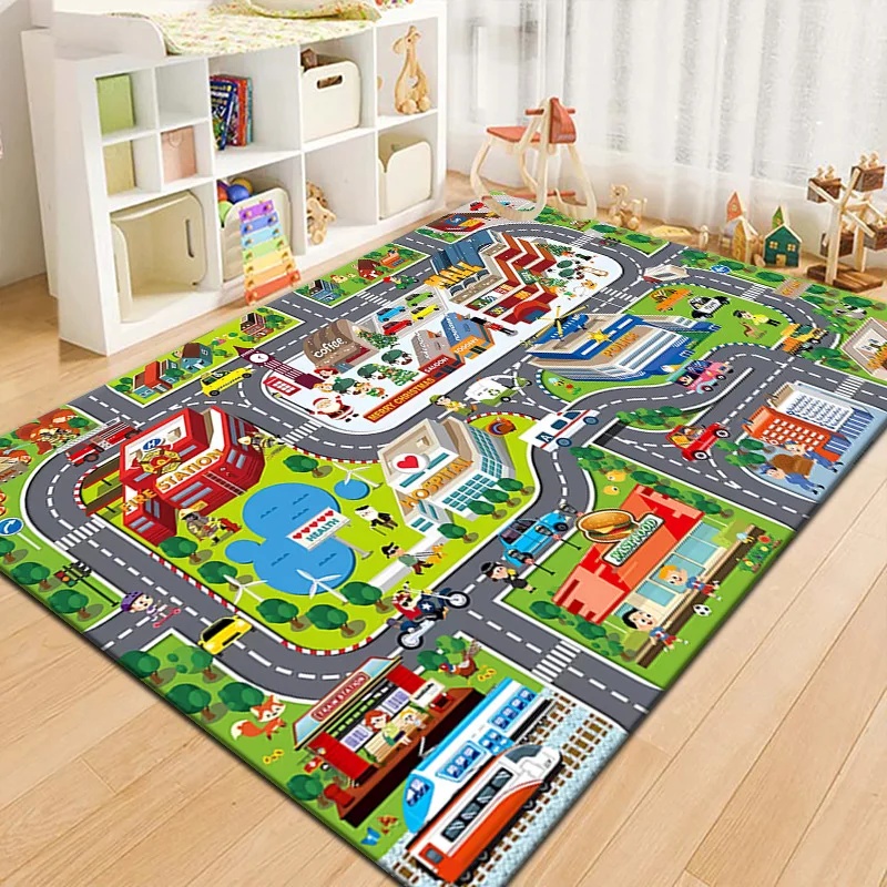 พรมปูพื้นลายแผนที่เมืองหลากสีส - Kids Outdoor Play Area บทวิจารณ์และราคา