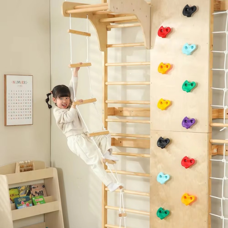 บาร์โหนในร่มสำหรับเด็ก โครงปีน - Kids Outdoor Wooden Climbing Frame บทวิจารณ์และราคา
