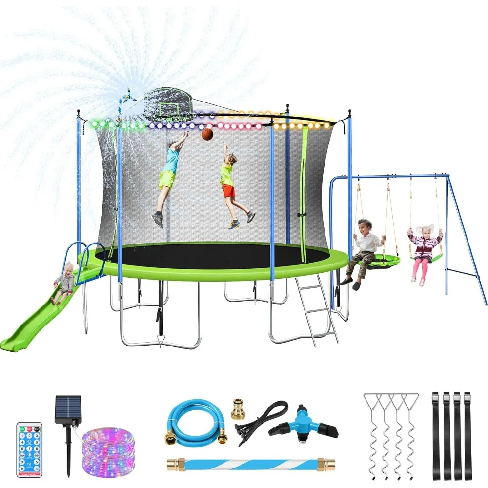 ชุดแทรมโพลีนขนาด 12-14 ฟุต พร้ - Kids Outdoor Swing Set With Slide บทวิจารณ์และราคา