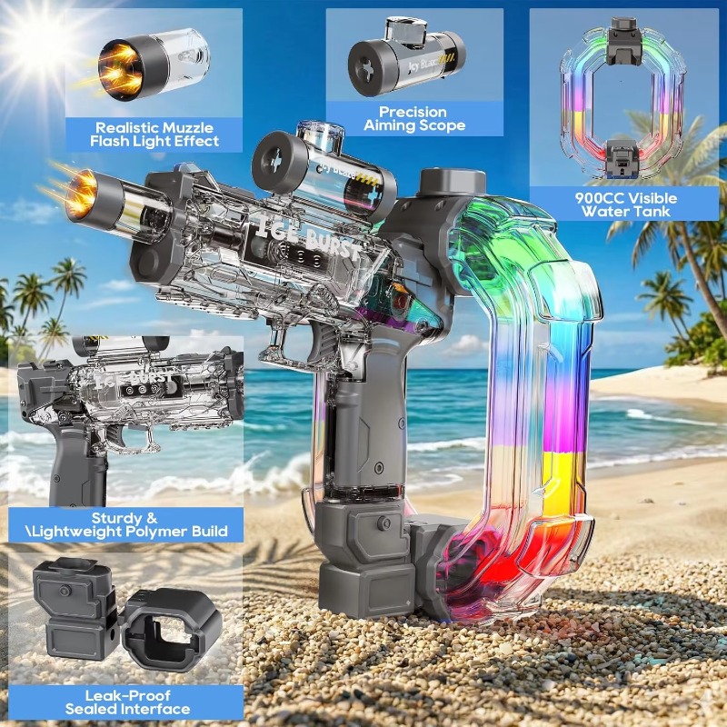 ปืนฉีดน้ำไฟฟ้ารูปวงแหวน LED สำ - Water Gun Soaker บทวิจารณ์และราคา