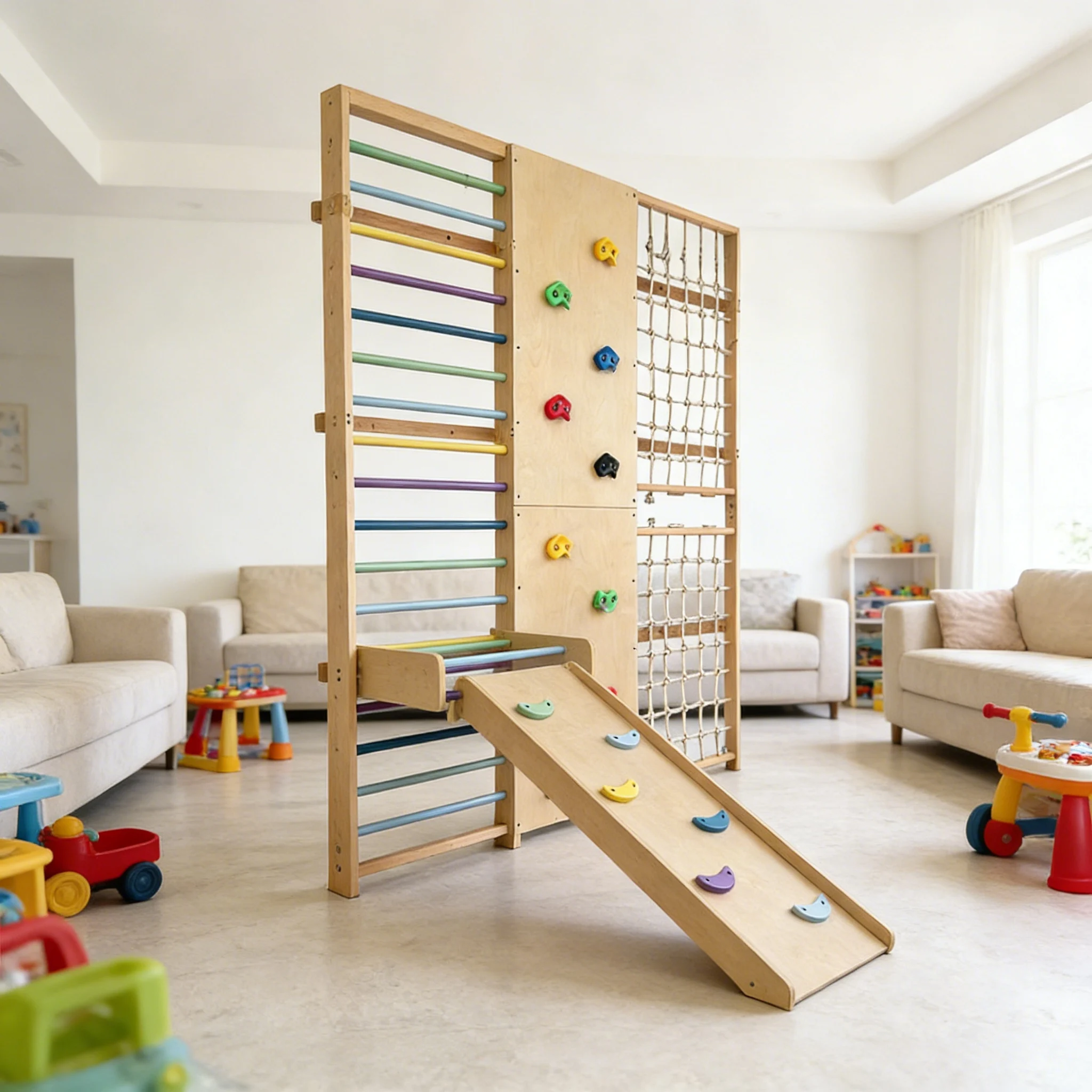 โครงปีนป่ายระดับมืออาชีพ ปี 20 - Kids Outdoor Wooden Climbing Frame บทวิจารณ์และราคา