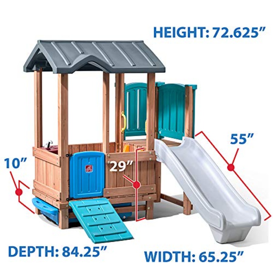 บ้านเด็กเล่นและสไลเดอร์ในป่า,  - Kids Outdoor Swing Set With Slide บทวิจารณ์และราคา