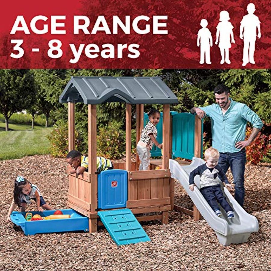 บ้านเด็กเล่นและสไลเดอร์ในป่า,  - Kids Outdoor Swing Set With Slide บทวิจารณ์และราคา