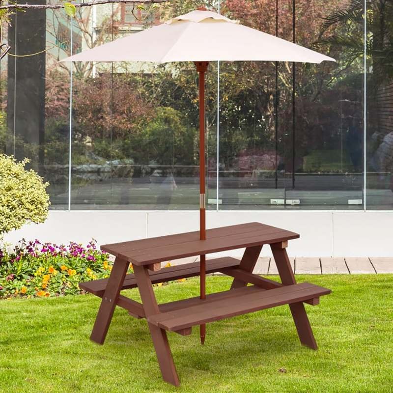 ชุดโต๊ะปิกนิกสำหรับเด็ก 4 ที่น - Kids Outdoor Bench With Umbrella บทวิจารณ์และราคา