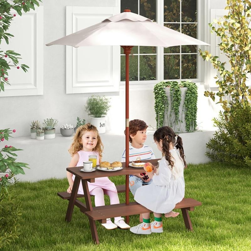 ชุดโต๊ะปิกนิกสำหรับเด็ก 4 ที่น - Kids Outdoor Bench With Umbrella บทวิจารณ์และราคา