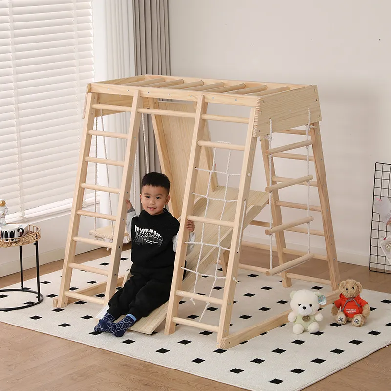 JMZ ชุดเครื่องเล่นปีนป่ายไม้สำ - Kids Outdoor Wooden Climbing Frame บทวิจารณ์และราคา