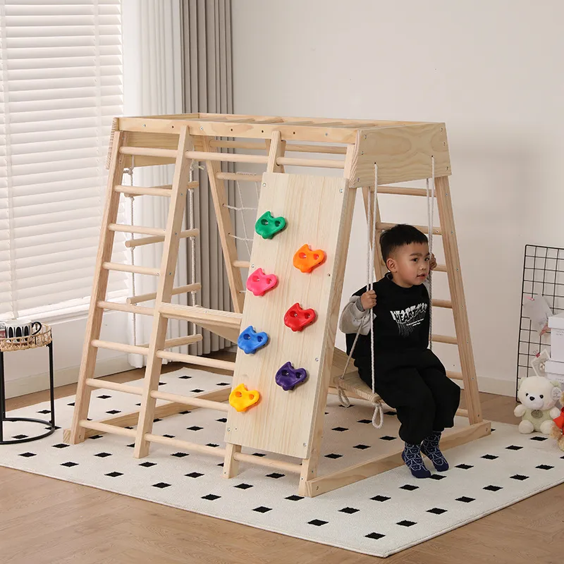 JMZ ชุดเครื่องเล่นปีนป่ายไม้สำ - Kids Outdoor Wooden Climbing Frame บทวิจารณ์และราคา