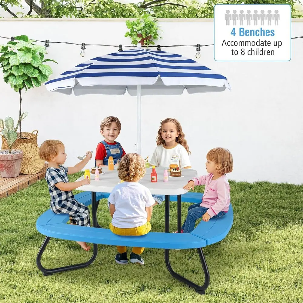 โต๊ะปิกนิกสำหรับเด็ก 8 ที่นั่ง - Kids Outdoor Bench With Umbrella บทวิจารณ์และราคา