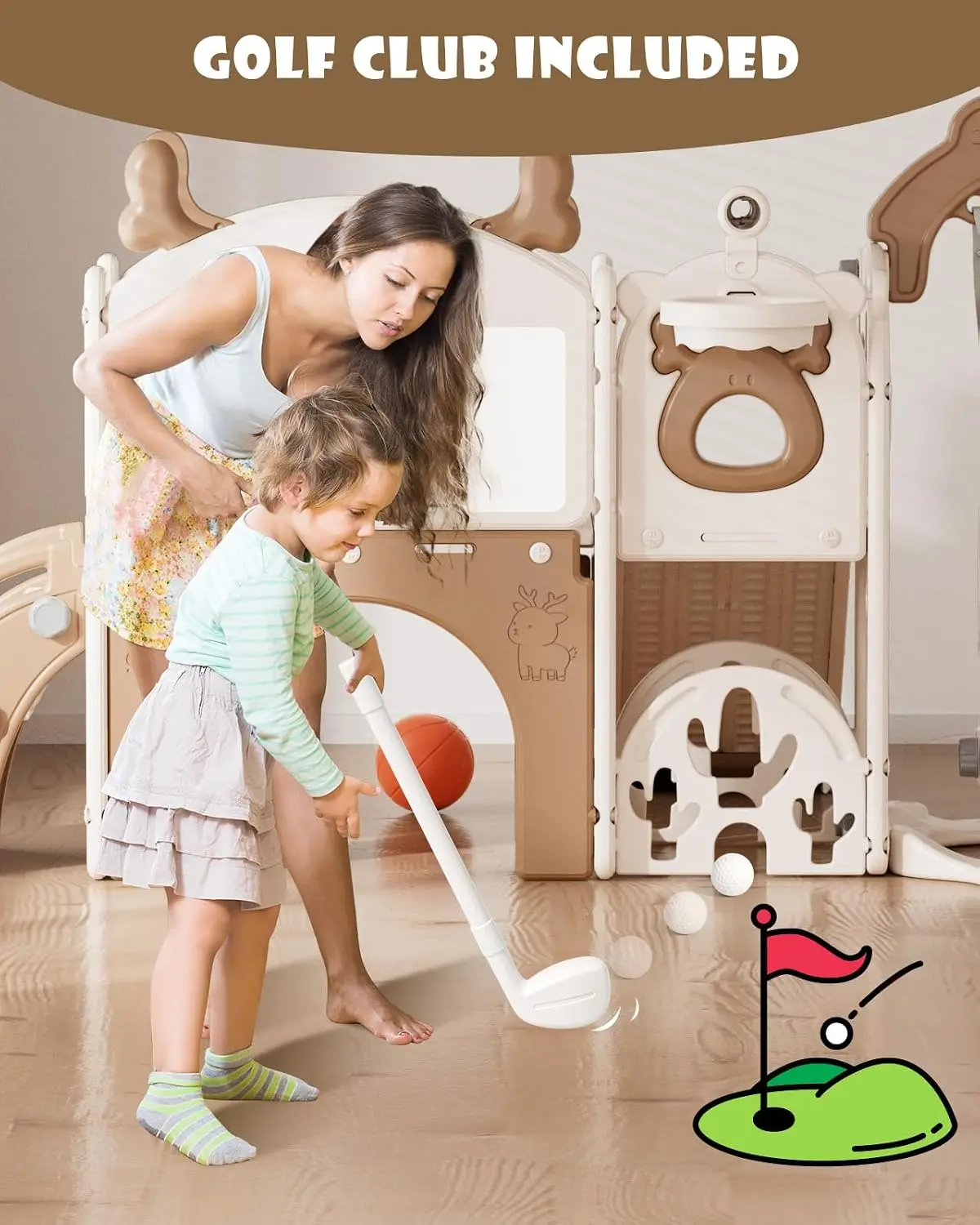 ชุดสไลด์และชิงช้าสำหรับเด็กเล็ - Kids Outdoor Swing Set With Slide บทวิจารณ์และราคา