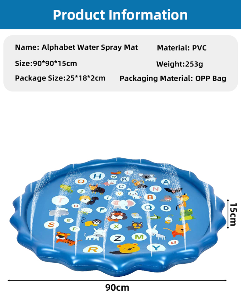 แผ่นรองพ่นน้ำเป่าลมรูปตัวอักษร - Sprinkler Splash Pad บทวิจารณ์และราคา
