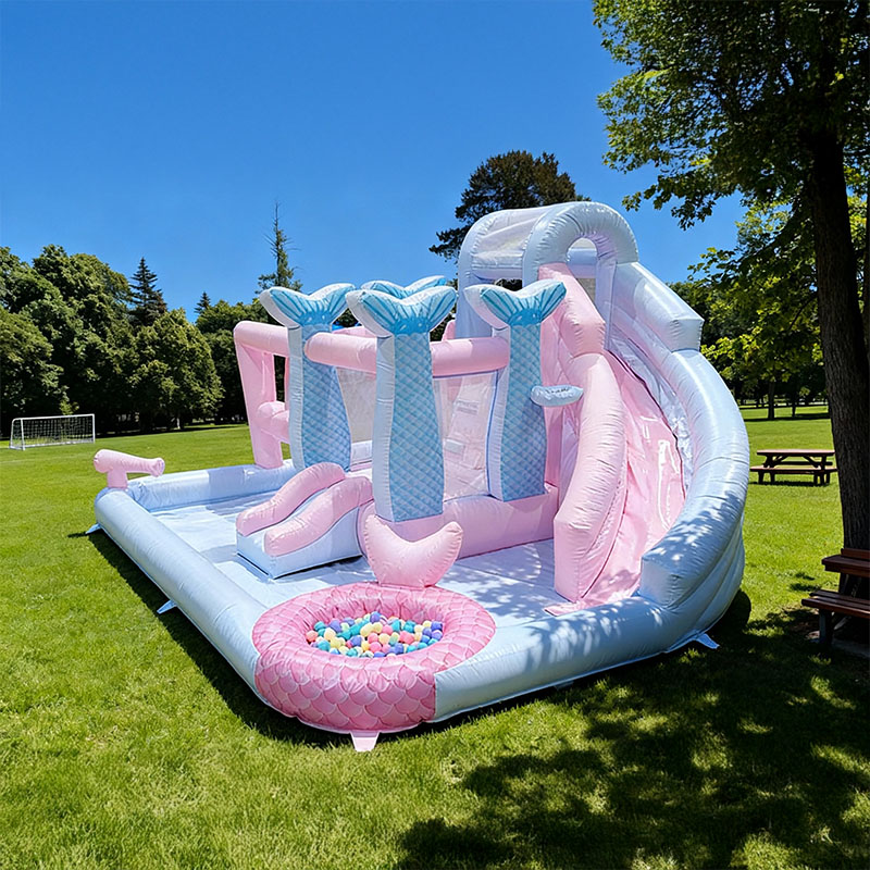 ปราสาทสไลเดอร์น้ำเป่าลมสีชมพูส - Kids Outdoor Inflatable Water Slide บทวิจารณ์และราคา