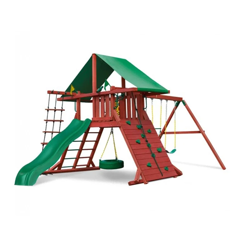 ชุดสไลเดอร์และชิงช้าไม้สำหรับเ - Kids Outdoor Swing Set With Slide บทวิจารณ์และราคา