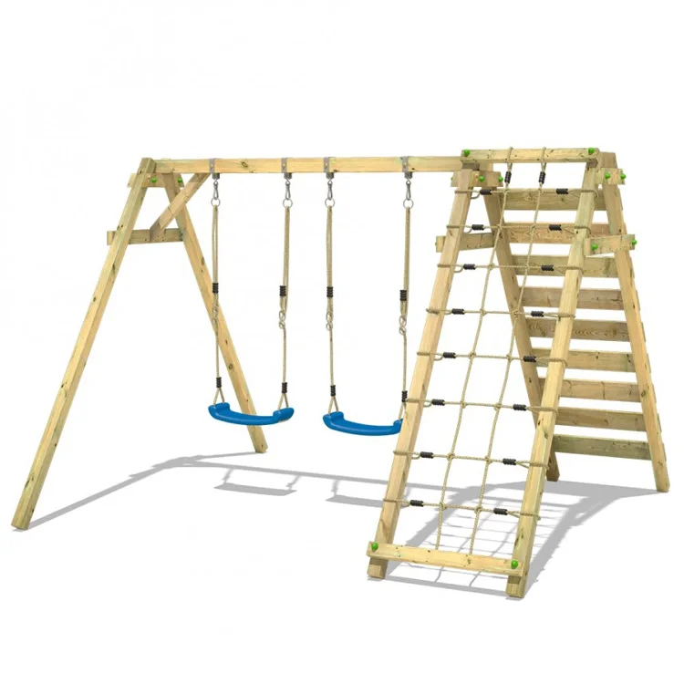 ชุดสไลเดอร์และชิงช้าไม้สำหรับเ - Kids Outdoor Swing Set With Slide บทวิจารณ์และราคา