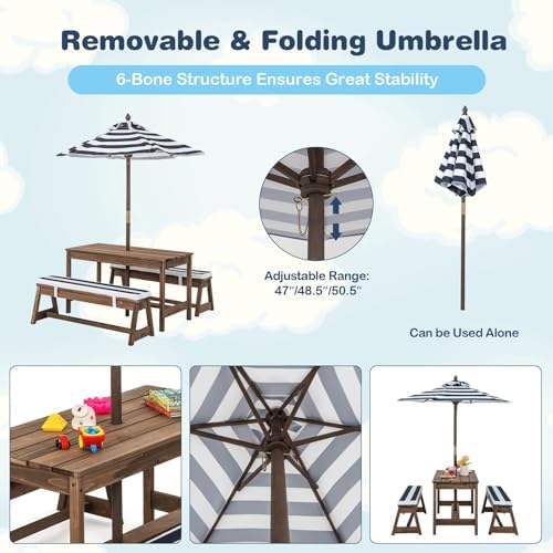 โต๊ะปิกนิกสำหรับเด็ก ชุดโต๊ะแล - Kids Outdoor Bench With Umbrella บทวิจารณ์และราคา