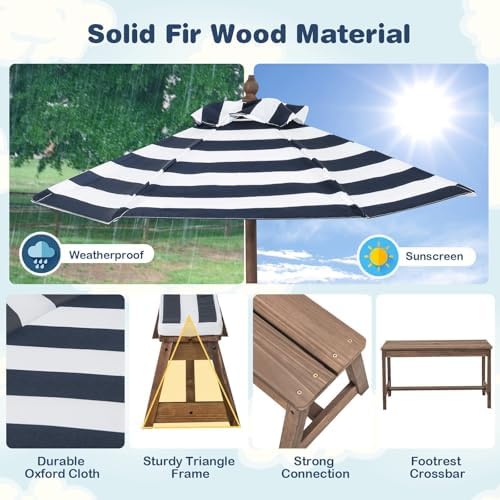 โต๊ะปิกนิกสำหรับเด็ก ชุดโต๊ะแล - Kids Outdoor Bench With Umbrella บทวิจารณ์และราคา