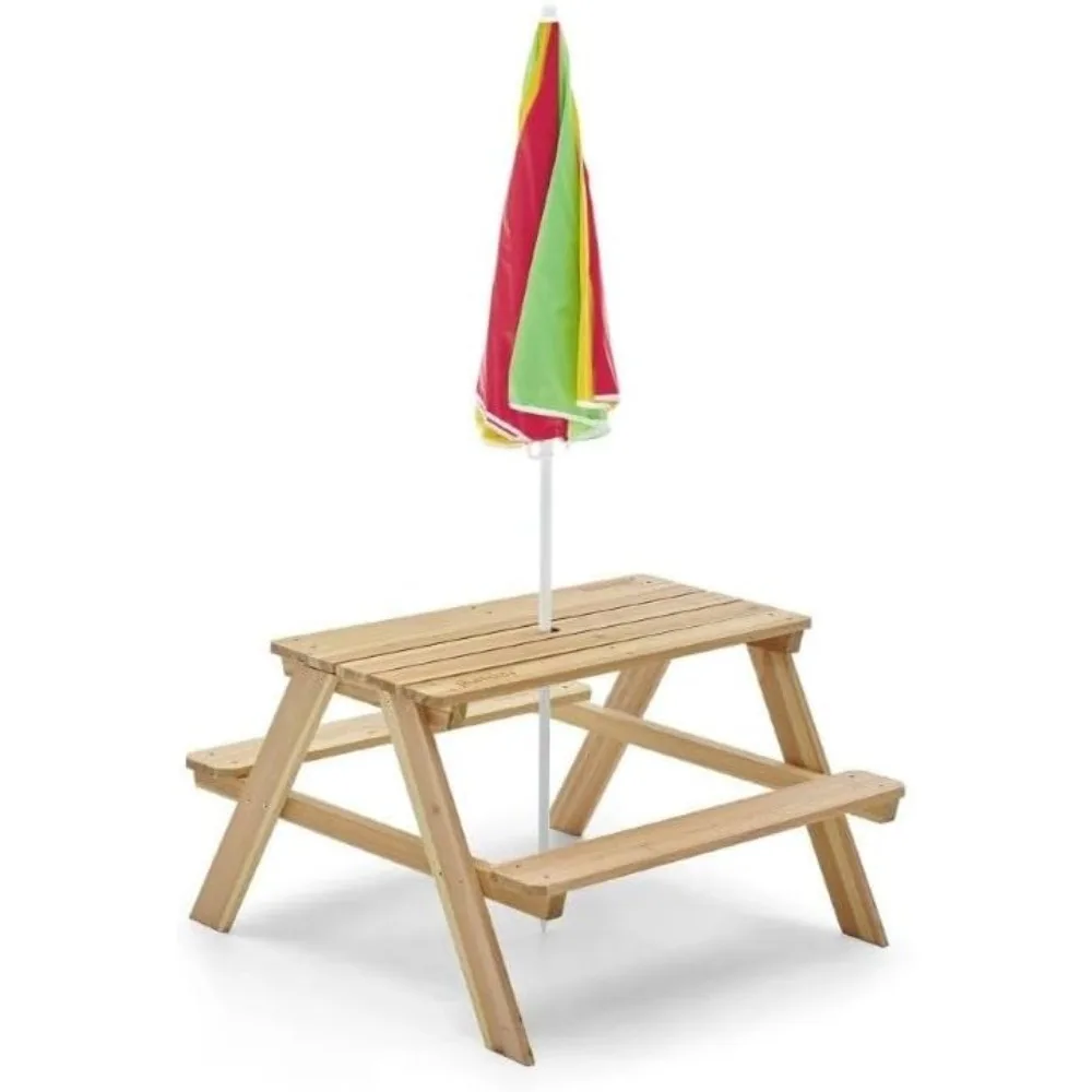 โต๊ะปิกนิกไม้สำหรับเด็ก ชุดกิจ - Kids Outdoor Bench With Umbrella บทวิจารณ์และราคา
