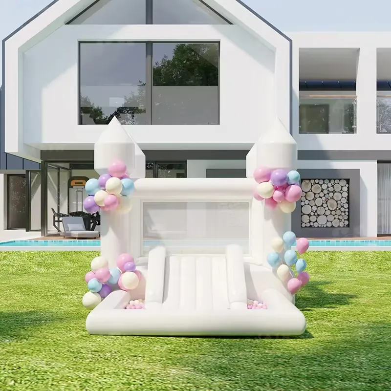 บ้านลมสีขาวขนาด 20264 ตารางเมต - Kids Outdoor Inflatable Water Slide บทวิจารณ์และราคา