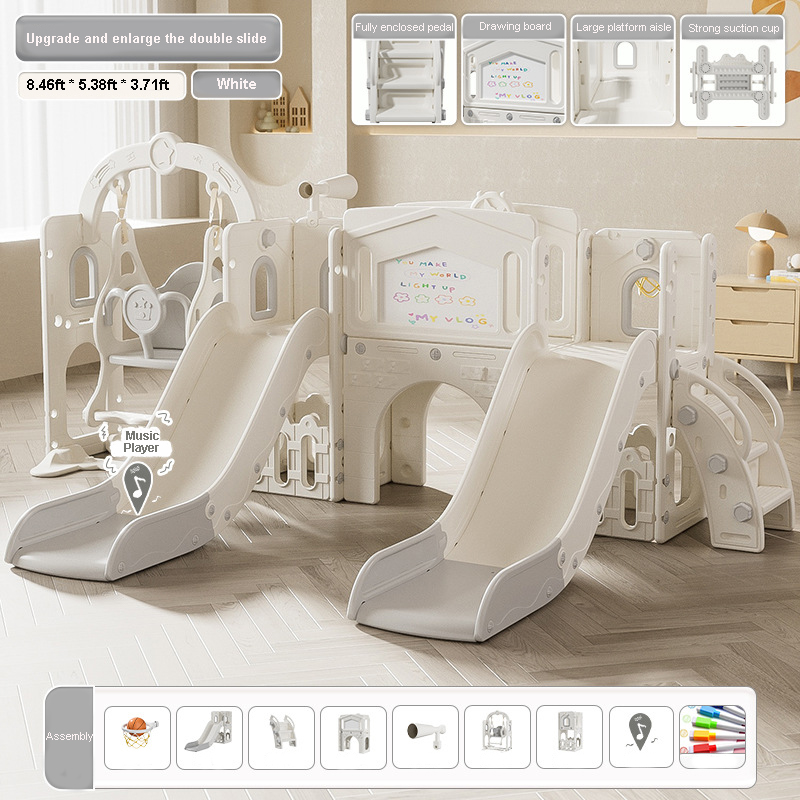 ชุดสไลเดอร์คู่สำหรับเด็กเล็ก ข - Kids Outdoor Swing Set With Slide บทวิจารณ์และราคา