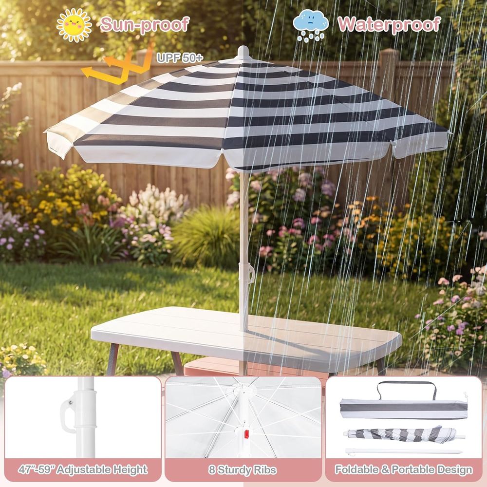 โต๊ะปิกนิกสำหรับเด็ก, ชุดโต๊ะแ - Kids Outdoor Bench With Umbrella บทวิจารณ์และราคา